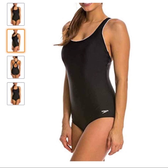 Speedo Ultraback one piece black with white piping swimsuit - Picture 1 of 12